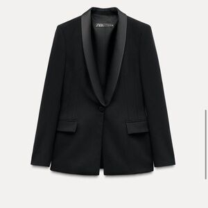 Zara Satin Effect Lapel Tuxedo Jacket